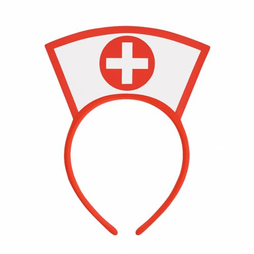 TrendandStylez Krankenschwester Haarreif rot-weiß mit Kreuz – Karneval & Fasching Accessoire | Pflege-Kostüm Stirnreif für Damen & Herren | Bequemer Kopfschmuck, leicht & robust, Party & Motto