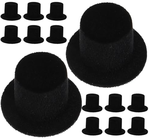 FIXOSHEE 30 Stück Kleiner Samthüte zum Basteln Kleine Schwarze Filzhüte für Weihnachtsdeko Selbstgemacht Puppenhut und Partyzubehör Dekorative Kleiner Zylinder für Familienfeiern und