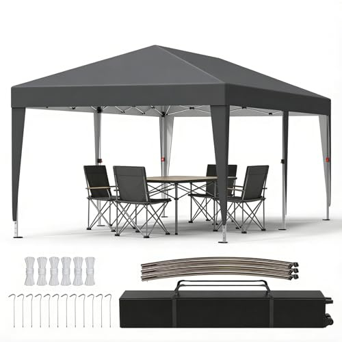 Ferzone Faltpavillon 3x6M, Pop up Pavillon Wasserdicht Stabil Winterfest, Faltbar Partyzelt UV Schutz 50+, Klappbar Gartenpavillon mit Bodenstift&Windseil&Transportkoffer Outdoor, Schwarz-Anthrazit