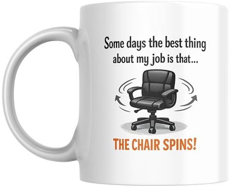 Ashton and Finch Funny Office Mug – “Chair Spins” 330ml Coffee Cup