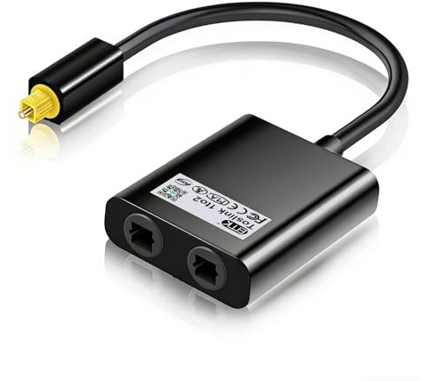 wilcractk Optischer Audio Splitter 2 In 1 Out und 1 In 2 Out, 0,25 m Glasfaserkabel mit Vergoldeten Steckern, Digitaler Audio Verteiler für Fernseher, Soundbar, Verstärker und Heimkino