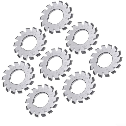 8pcs Para HSS Involute Gear Set M1 Módulo 20 Grado Ángulo de presión PA20#1-8 para Metal Fresado Disco Cortadores Suministros de Fabricación Industrial