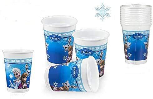 DISOK - Pack 10 Vasos Frozen 200 Ml - Vasos Cumpleaños Fiestas Frozen. Decoración de Cumpleaños Infantil