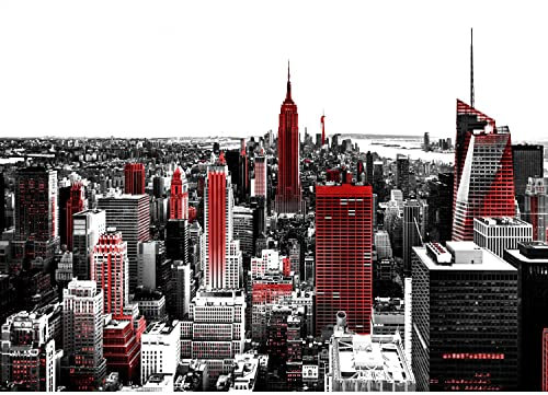 Runa Art Papier peint intissé Mural New York Moderne Toison Salon Chambre à Coucherr Salle - Tableaux Muraux Tapisserie Photo - rouge noir 9202010a