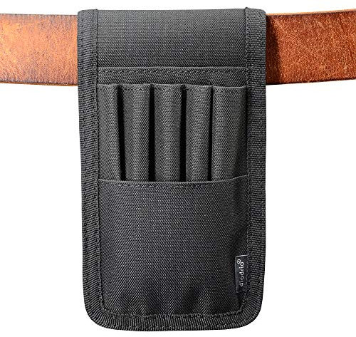 Gürtelstifthalter, Stifthaltertasche, Holster für Gürtel, Halten Sie mehrere Stifte, halten Sie 15.2 cm Lineal, 4 Stifte und einen Marker. Aus strapazierfähigem Stoff, abnehmbar, schwarz