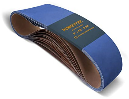 POWERTEC 6 x 48 Inch Zirconia Sanding Belts, 3 Each of 36/100/120 Grits, 9PK, Belt Sander Sanding Belt Assortment for Bench Sander, Belt and Disc Sander, Woodworking, Metal Grinding (464801Z)