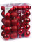 Inge-glas 47 Christbaumkugeln Kunststoff 4cm und 6cm mit Spitze Set (Rot Glanz/Matt)