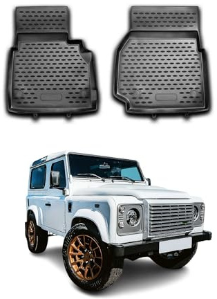 OMAC Fußmatten für Land Rover Defender D90 2007-2020 TPE 2X Schwarz | Gummimatten, Automatten, Allwetter, fahrzeugspezifisches Produkt, Antirutsch, 3D-Passform, wasserdicht