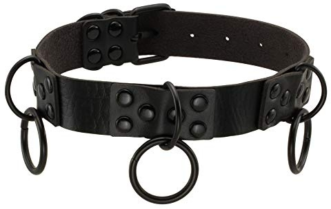 MILAKOO Black Gothic Punk PU Leder Choker Halskette Kragen O-Ring Kragen für Männer Frauen
