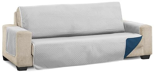 Martina Home Diamond Funda Cubre Sofá,Protector para Sofás Acolchado Reversible, Gris/Azul, 2 Plazas