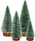Dream Loom Artificial Mini Christmas Trees, A Set of 5pcs Miniature Sisal Frosted Christmas Trees Bottle Brush Trees for Xmas Home Tabletop Decor (Green)