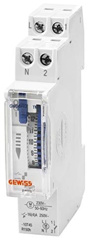 Gewiss interruttore orario analogico 24h, marca - 1 contatto na - 16a/230vca - 1 modulo din - con batteria per interruzioni di alimentazione - gwd6772