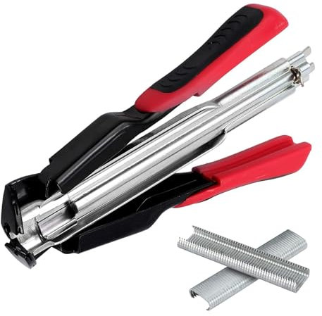 CAMWAY Hog Ring Zange mit 2500 PCS Hog Ringe, C Typ Clip Automatische Zaun Zange Zaunzange Hog Ringzange Kit, wurstclipper für Matratzen Auto Kissen Sofas Zäune Pet Käfige