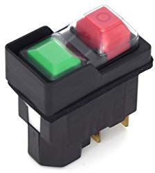 TRIPUS Interruttore da incasso a tensione zero, interruttore di protezione della macchina con scarico a bassa tensione TP3251 UC, 230 V/50 Hz, piccoli pulsanti a pressione, copertura in PVC, tappo a