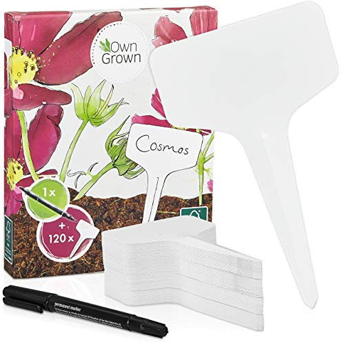 Schilder zum Beschriften: 50 Kunststoff Pflanzenstecker im Set und Stift -Pflanzenschilder - Schilder von OwnGrown für Hochbeet, Blumen, Garten und Kräuter - Perfekte Gartendeko für draußen