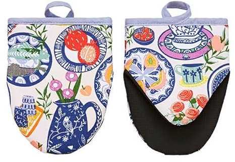 Ulster Weavers - Mediterranean Microwave Oven Mitts (18 x 14.5cm) - 100% Cotton - 1x Pair - Mediterranean Oven Glove Heat Resistant - Washable - Moroccan Oven Glove - Mediterranean Kitchen Accessories