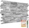 NOVECRAFTO Natural Stone Effect 3D Wall Panels - 4 Sheets Covering 19.84 sqft (1.84 sqm) Decorative PVC Plastic Cladding Panel Size 37.79 x 18.89 in (96x48 cm) – Grey Natural Stone Brickwork Pattern