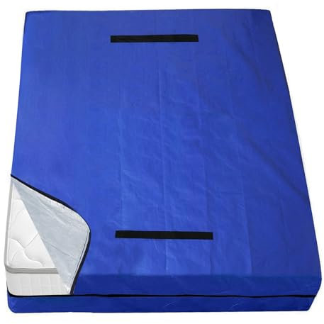 Matratzen-Aufbewahrungstasche, King-Size-Matratzentasche zum Umziehen, wasserdichter Matratzenbezug mit strapazierfähigen Griffen, 2 verstellbaren Gurten und starkem Reißverschluss, Umzug, Blau