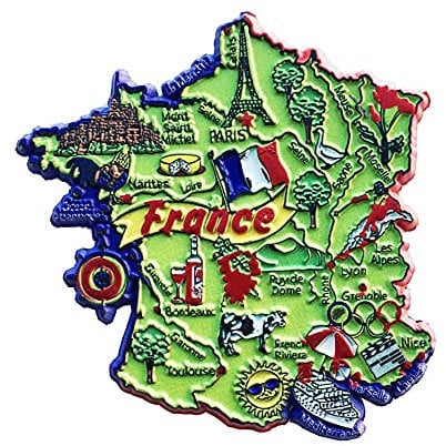 MUYU Magnet Map Style France Fridge Magnet Souvenir Gift Refrigerator Magnetic Sticker Collection, 9x9 CM