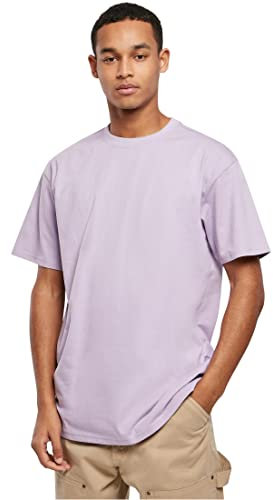 URBAN CLASSICS Camiseta básica de manga corta, cuello redondo normal, de algodón grueso, largo normal, oversized, de hombre, moderna, color lila, talla XXL