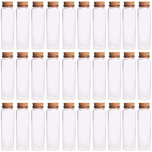 30 Piezas Mini Botella de Vidrio con Tapón de Corcho, Tubos de Ensayo con Corcho de Cristal, Mini Botellas de Deseos, Pie Debido a un Fondo Plano, para Especias, Decoraciones, Flores, Bolas de Azúcar
