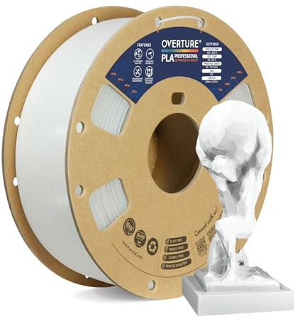 OVERTURE PLA Plus (PLA+) PLA-Filament 1,75 mm, professionelle PLA-Festigkeit, 1kg Filament (2,2 lbs), Maßgenauigkeit +/- 0,02 mm, für 3D-Drucker (Weiß)