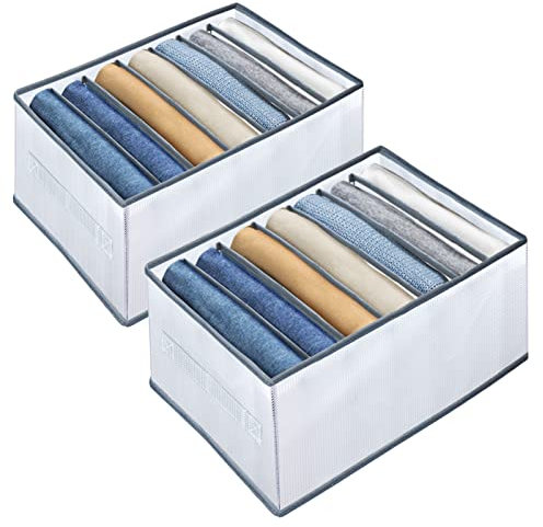 Hysagtek Kleiderschrank Organizer, 2 Stück Organizer Schublade, Faltbar Wardrobe Organizer 7 Fächer, Schubladen Organizer Kleidung für Jeans Hosen Hemden