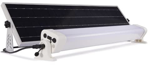 ELEDCO Lampe Solaire 24W, Tube LED 4000K, Panneau Solaire, Télécommande, Interrupteur, Détecteur de Mouvement (Lumière Neutre 4000k, 24 Watts)