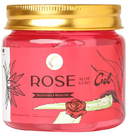 SVATV Rose Aloe Vera Gel | Réduit les rougeurs cutanées | Améliore le teint de la peau | Réduit les taches brunes | Régénère les cellules de la peau | Sans paraben ni sulfate - 200g