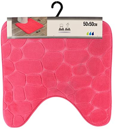 TENDANCE Tapis Contour WC Fuchsia en Microfibre à mémoire de Forme 50 x 50 cm