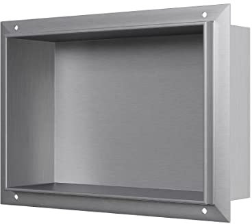 BERNSTEIN® nicchia da parete in acciaio inox - BS203010 - nicchia per doccia, nicchia per bagno - senza bordo - 20 x 30 x 10 cm - colore: acciaio spazzolato - inossidabile