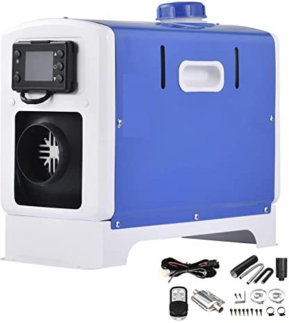 12V 5KW Dieselheizung Standheizung Diesel mit Schalldämpfer, LCD Schalter u. Fernbedienung, All in One Luft Dieselheizung für Auto, Boote, Wohnmobile, Lastwagen Kabine,Blau