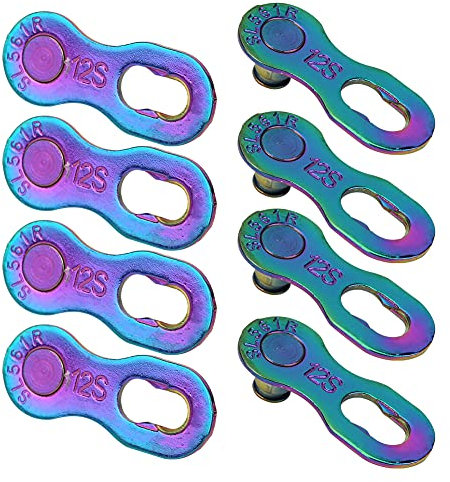 Dioche Bicycle Chain Link, 12 Speed Split Links, 4Pair Steel Bike Bicycle 12Speed Chain Missing Link Connector Parts Cycling Accessory (Colorful)
