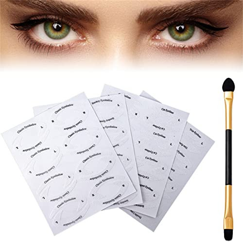 SJBAUTYO 8 Blätter Eyeliner Schablone Lidschatten Schablone Set, 8 Stile Schnelles Augen Make-up Aufkleber Schablone für Anfänger, Smokey Lidschatten Cat Eyes Fischschwanz Eyeliner