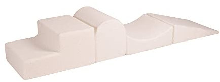 MEOWBABY 4-Elemente-Weichschaumstoff-Bausteine-Set - Spielplatz 195 x 45 cm für Babys & Kleinkinder, Kletterblöcke für den Innenbereich, Kinder Indoor Spielplatz Essentiell - Robust, Boucle, Weiß