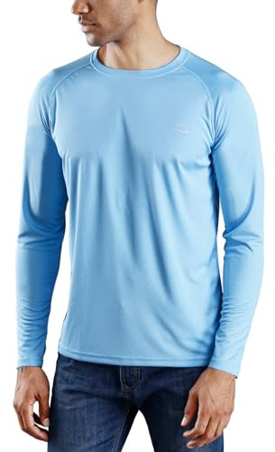 WILLIT UV Shirt Herren Rashguard Langarm Funktionsshirt für Schwimmen Surfen Angeln Wandern Atmungsaktiv Schnell Trocknend Sonnenschutz Sportshirt Blau S