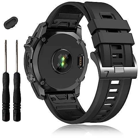 EZMVZKU 26mm Quickfit Armband für Garmin Fenix 8pro/8 51mm/Fenix 7X Pro/7X/6X/6X Pro/5X/5X Plus, Weiches Silikon Sport Ersatzband für Enduro 3/2/quatix 8/epix Pro/Descent Mk3i/Tactix 8 AMOLED 51mm