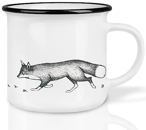 Ligarti® Keramiktasse [Design by H. Ligeti] Design Mug & handveredelter Becher I Spülmaschinengeeignete Tasse, Kaffeetasse, Teetasse, Cup (Fuchs & Gans)