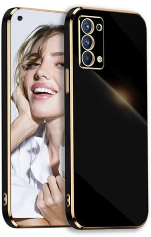 POUHYE Handyhülle für Oppo Find X3 Lite 5G Hülle Original, Mädchen Galvanisierte Kameraschutz Weich TPU Silikon Schutzhülle Ultra Dünn Case Stoßfeste Hülle für Oppo Find X3 Lite 5G Schwarz
