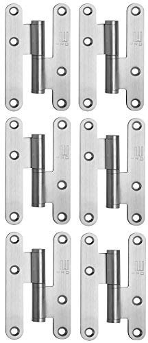 AZERODESIGN-Pernio Bisagras Puertas Madera Interior- Bisagras para Puertas- Material Acero sin Remates -Pack de 6 Unidades- Medidas 95 x 54 mm-Cantos Redondos-Distintos Acabados(DERECHA, ACERO INOX)