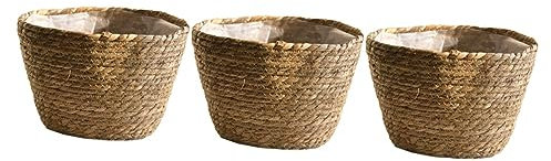 YARNOW 3stücke Handgewebter Pflanzenkorb Aus Seegras Dekorativer Blumentopf Für Innenbereich Für Wohnräume Schlafzimmer Und Büros