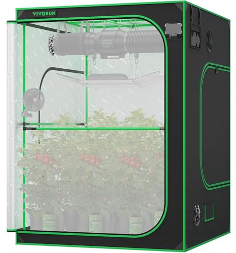 VIVOSUN P558 60×60×80 PRO Grow Tent, with Thick 1 inch Poles, Strengthened High Reflective Mylar Oxford Fabric, Extra Hanging Bars & High CFM Kit for Hydroponics Indoor Plant for AeroLight A200SE×3