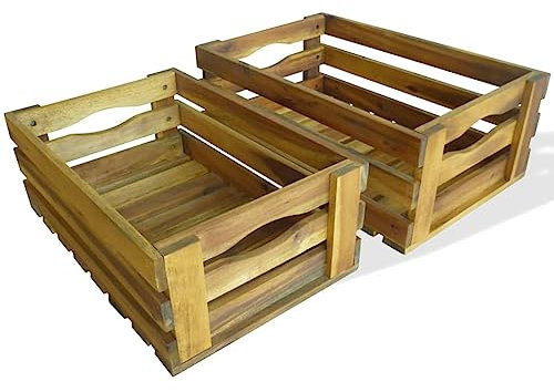 YITHOPI Cassetta per Mele Set 2 pz,Porta piante da interno Fioriera verticale Balcone arredo Adatto per giardino, balcone, cortile, appartamento in Legno Massello di Acacia
