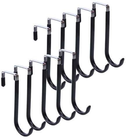 YAVO-EU Gancio per Porta, Ganci per Porta da Appendere, 10 Pezzi Ganci per Porta in Acciaio Inox per Ganci Appendiabiti per Camera da Letto Bagno Cucina Armadietto (Black)
