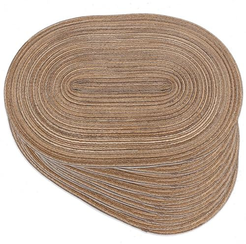 Noctiflorous Ovale geflochtene Tischsets, 30,5 x 45,7 cm, 8 Stück, für Esstische, natürlich gewebt, hitzebeständig, oval, Braun 8
