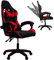 Gio Arreda Sedia da Gaming Reclinabile, Poltrona Ufficio girevole, con rotelle, ergonomica, poggiatesta e cuscino lombare, Portata: 125kg (Rosso & Nero, Reclinabile)
