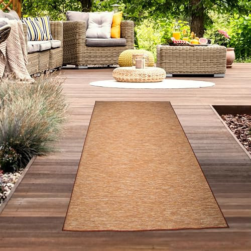 CARPETIA Teppich für In- und Outdoor Terrasse Balkon Veranda Läufer beidseitige verwendbarkeit wetterbeständig Teppich Sisaloptik naturton Terra, 80 x 250 cm