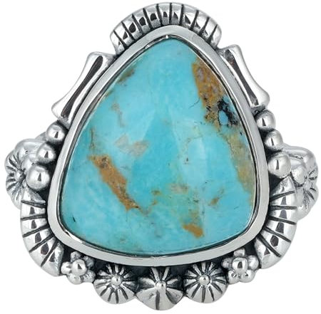 King Man Turquoise Ring, 925 Sterling Silver Ring, Unique Ring For Her, Ring Size 7 USA