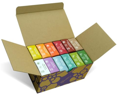 Friendly Soap - Full Natural Soap Collection (12 x 95g), Plant-Based, Cruelty-Free, Made by Hand, No Preservatives or Sulphates, Recycled & Recyclable, Palm Oil Free, Cruelty Free, Essential Oils