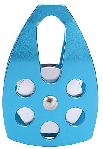 Große Aluminium-Seilrolle mit Seitenplatte, Einzelne Rolle Zum Bergsteigen, Klettern, Blau, 30 KN Statische Spannung, Einfache Installation, Geeignet für Verschiedene